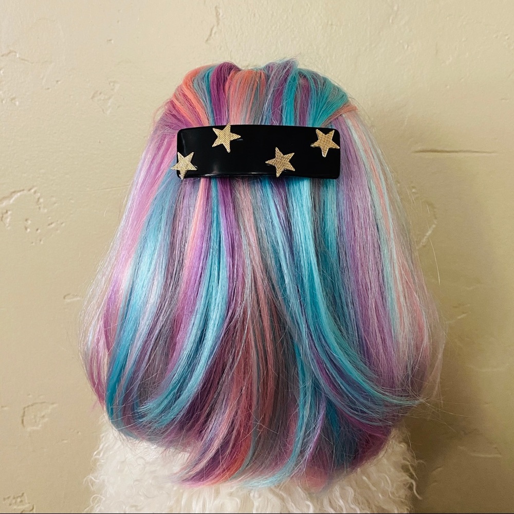 Vintage 80’s Black and Gold Star Plastic Barrette